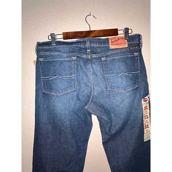 Lucky Brand Zoe Emo Artsy Y2K Bootleg Blue Low Rise Slim Fit Jeans Long - Picture 9 of 13
